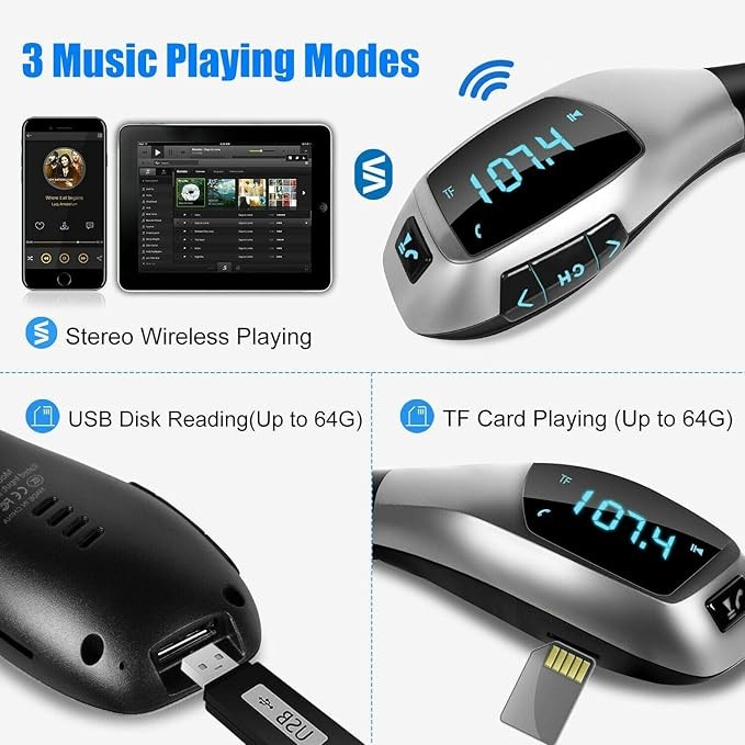 Lecteur MP3 X5 Bluetooth USB, AUX, MP3, Allume-cigare – Image 4